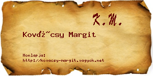 Kovácsy Margit névjegykártya